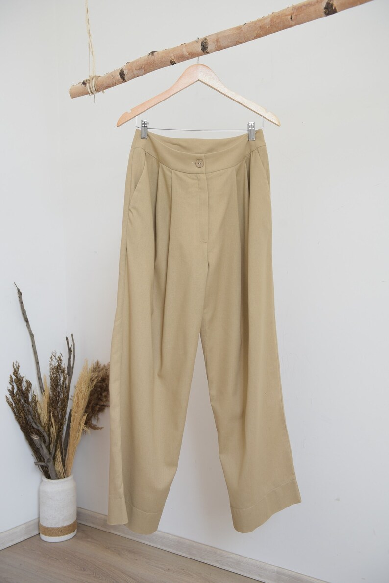Linen pants for women / Beige linen pants / Minimalist pants / Wide leg pants women / Maxi pants / Plus size boho pants / Linen trousers image 8