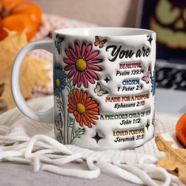 3D You Are Inflated Mug Wrap, You are Bible Puffy Mug Wrap, 3D Faith Bible Verse Mug, 11oz Mug & 15oz Mug Sublimation Wrap, Digital Download