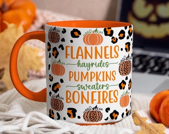 Flannels Pumpkins Bonfires Mug Wrap, Fall Mug Wrap, Pumpkin Mug Wrap, 11oz Mug Wrap, 15oz Mug Wrap, Sublimation Wrap, Digital Download