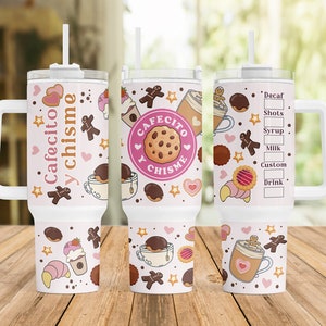 Cafecito Y Chisme 40oz Tumbler Wrap, Cafecito 40oz Tumbler Wrap, Sublimation Design, Digital Downloads