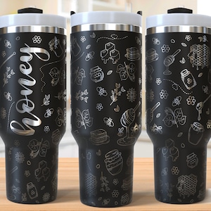 Honey Tumbler Laser Svg, Bee 40oz Tumbler Full Wrap Laser Svg, Bee Laser Engraved Svg,Tumbler Laser File,Laser Svg For Tumbler