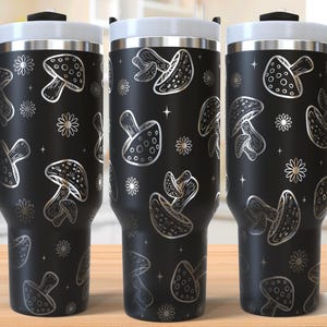 Mushroom Tumbler Laser Svg, Mushroom 40oz Tumbler Full Wrap Laser Svg, Cottagecore Laser Engraved Svg, Laser Svg For Tumbler
