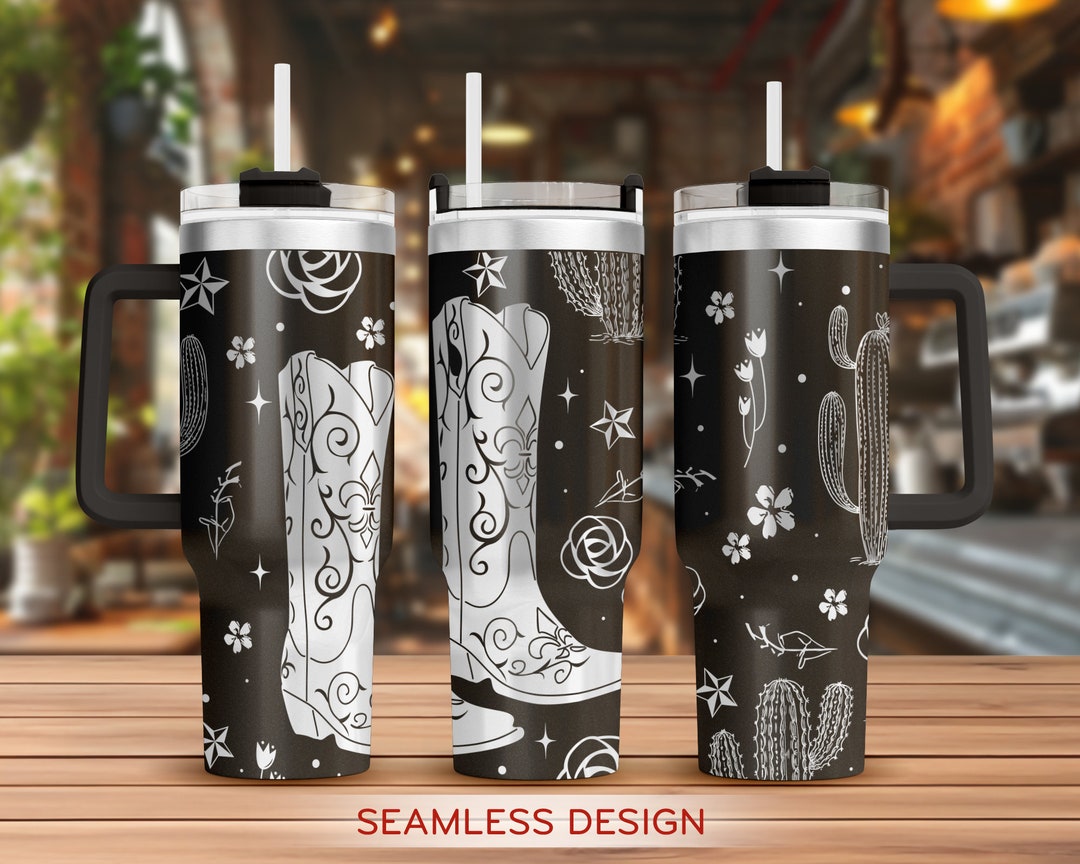 Cowgirl Boots 40oz Tumbler Laser Engraving Wrap, Western Tumbler Wrap ...