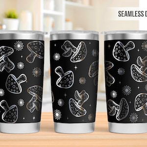 Mushroom Tumbler Laser Svg, Mushroom 20oz Tumbler Full Wrap Laser Svg, Cottagecore Laser Engraved Svg, Laser Svg For Tumbler