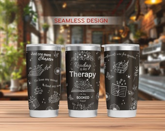 Reading is My Therapy Tumbler Laser Svg, Book Lover 20oz Tumbler Full Wrap Laser Svg, Laser Engraved Svg, Tumbler Laser File