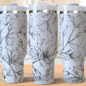 Boho Magnolia 40oz Tumbler Laser Engraving Wrap, Magnolia Tumbler Wrap Svg, 40oz Laser Engraved Svg,Laser Engraving Svg,SVG For Laser Rotary