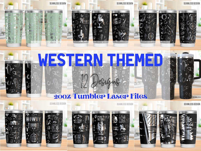 Western Cowboy Tumbler Laser Svg Bundle, Cowgirl 20oz Tumbler Full Wrap ...