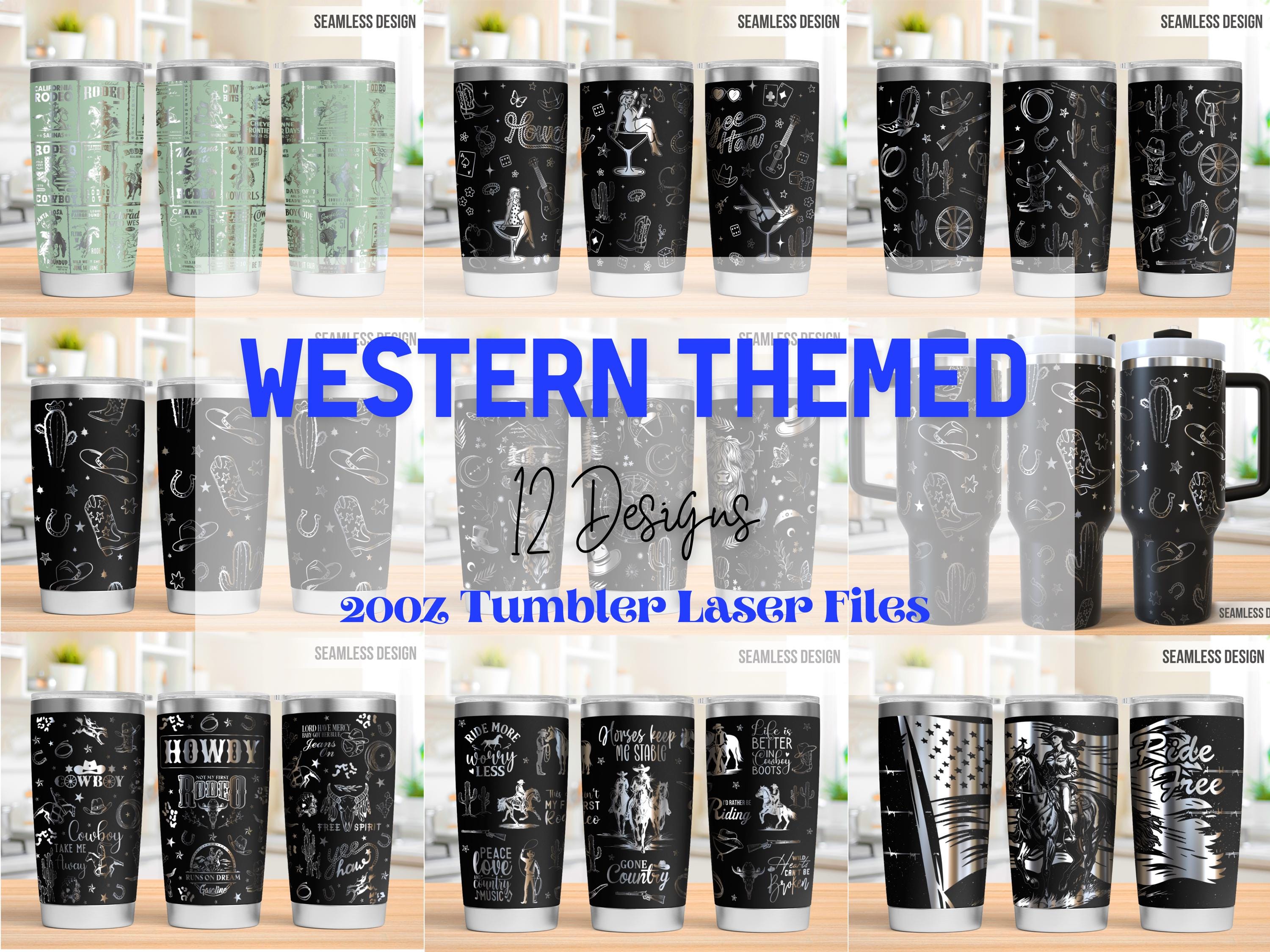 Western Cowboy Tumbler Laser Svg Bundle, Cowgirl 20oz Tumbler Full Wrap Laser Svg, Western Laser SVG, Laser Engraved Svg, Tumbler Laser File