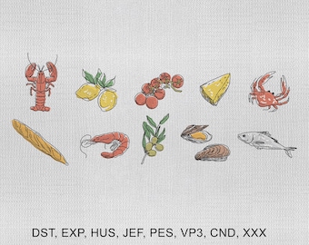 10 The Market Icons Embroidery Design, The Market La Dolce Vita Marcato Embroidery Design, Summer Embroidery Design,Embroidery Machines File