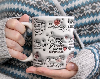 Nurse Positive Affirmation Inflated Mug Wrap, 3D Nurse Mug Wrap, Nurse 11oz Mug, Nurse 15oz Mug, Sublimation Wrap, Digital Download
