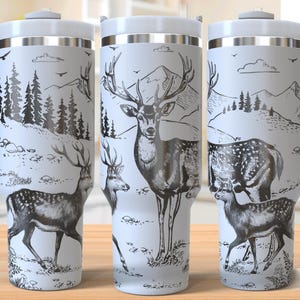 Deer 40oz Tumbler Laser Engraving Wrap, Nature Tumbler Wrap Svg, 40oz Laser Engraved Svg, Laser Engraving Svg, SVG For Laser Rotary