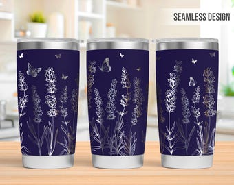 Lavender 20oz Tumbler Laser Engraving Wrap, Flower Tumbler Wrap Svg, 20oz Laser Engraved Svg, Laser Engraving Svg, SVG For Laser Rotary