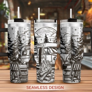 Camping Tumbler Laser Svg, Camping Life 40oz Tumbler Full Wrap Laser Svg, Laser Engraved Svg, Tumbler Laser File, Laser Svg For Tumbler