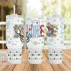 Nurse 40oz Quencher Tumbler Wrap, Nurse Life 40oz Tumbler, Designs Downloads, 40oz Tumbler Sublimation Design