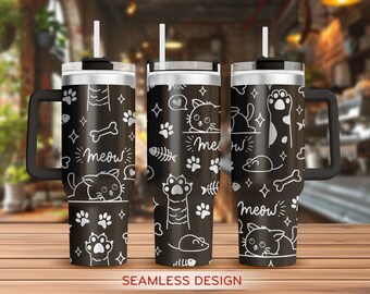 Cat Meow Tumbler Laser Svg, Cat 40oz Tumbler Full Wrap Laser Svg, Laser Engraved Svg, Tumbler Laser File, Laser Svg For Tumbler