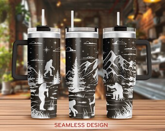 Sasquatch Tumbler Laser Svg, Bigfoot 40oz Tumbler Full Wrap Laser Svg, Laser Engraved Svg, Tumbler Laser File,Laser Svg For Tumbler