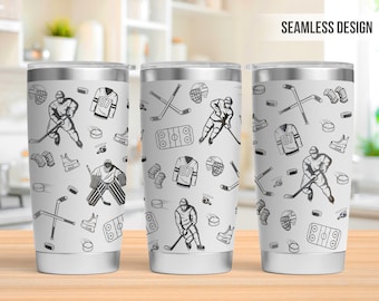 Hockey Tumbler Laser Svg, Hockey 20oz Tumbler Full Wrap Laser Svg, Seamless Laser Engraved Svg, Tumbler Laser File, Laser Svg Tumbler