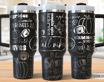 Fall Vibes Tumbler Laser Svg, Fall 40oz Tumbler Full Wrap Laser Svg, Laser Engraved Svg, Tumbler Laser File, Laser Svg For Tumbler