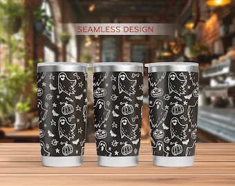 Halloween Ghost Tumbler Laser Svg, Halloween 20oz Tumbler Full Wrap Laser Svg, Grawerowany laserowo Svg, Plik laserowy Tumbler, Laser Svg do Tumblera