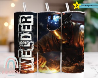 Welder Tumbler Wrap, Sublimationsbecher, Design Download - Skinny 20oz Tumbler Wrap