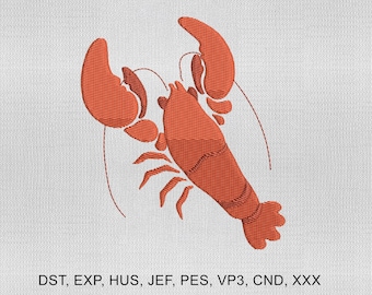 6 Sizes Lobster Embroidery Design, Seafood Italian Summer The Market Embroidery Design, Machine Embroidery File, Embroidery Machines File