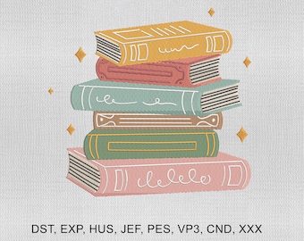 5 Sizes Stack of Books Embroidery Design, Booktok Embroidery Design, Books Embroidery Design, Embroidery Machines File