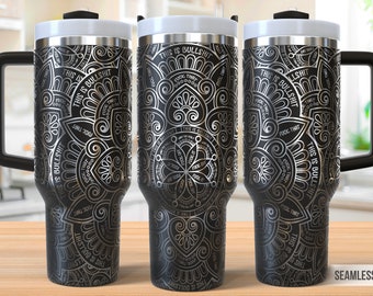 Swear Words Mandala Tumbler Laser Svg, Cuss Words SVG, Sarcastic 40oz Tumbler Full Wrap Laser Svg, Laser Engraved Svg, Tumbler Laser File