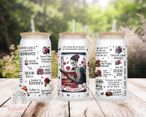 Book Smut Glass Can Wrap, Dirty Romance Libbey 16oz Glass Can Sublimation, Book Lover Glass Can Wrap, Libbey Glass Wrap