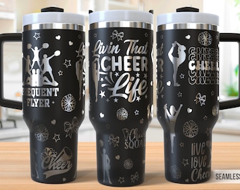 Cheerleader 40oz Tumbler Laser Engraving Wrap,Cheer Life Tumbler Laser svg, 40oz Laser Engraved Svg,Laser Engraving Svg,SVG For Laser Rotary