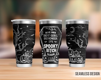 Spooky Bitch Tumbler Laser Svg, Halloween 30oz Tumbler Full Wrap Laser Svg ,Laser Engraved Svg, Tumbler Laser File, Laser Svg For Tumbler