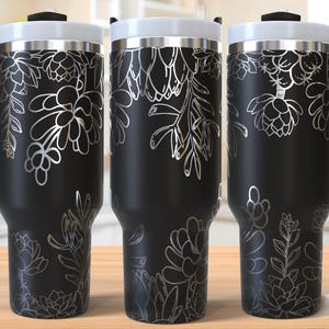 Succulents 40oz Tumbler Laser Engraving Wrap, Plants Tumbler Wrap Svg, 40oz Laser Engraved Svg,Laser Engraving Svg,SVG For Laser Rotary