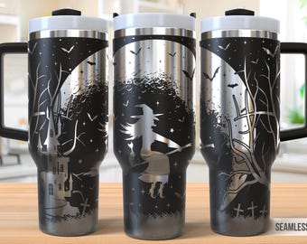Witch Tumbler Laser Svg, Halloween 40oz Tumbler Full Wrap Laser Svg, Spooky Laser Engraved Svg, Tumbler Laser File, Laser Svg For Tumbler