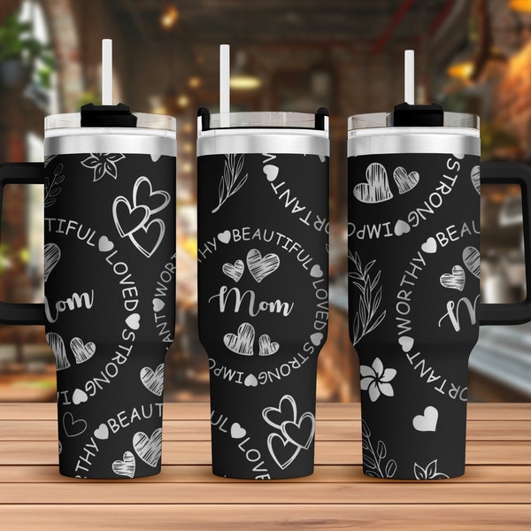 Mutter Tumbler Laser SVG, Mutter Tag 40 Unzen Tumbler Full Wrap Laser SVG, Beste Mama SVG, Laser Gravur Espvg, Tumbler Laser-Datei, Laser Signatur für Tumbler