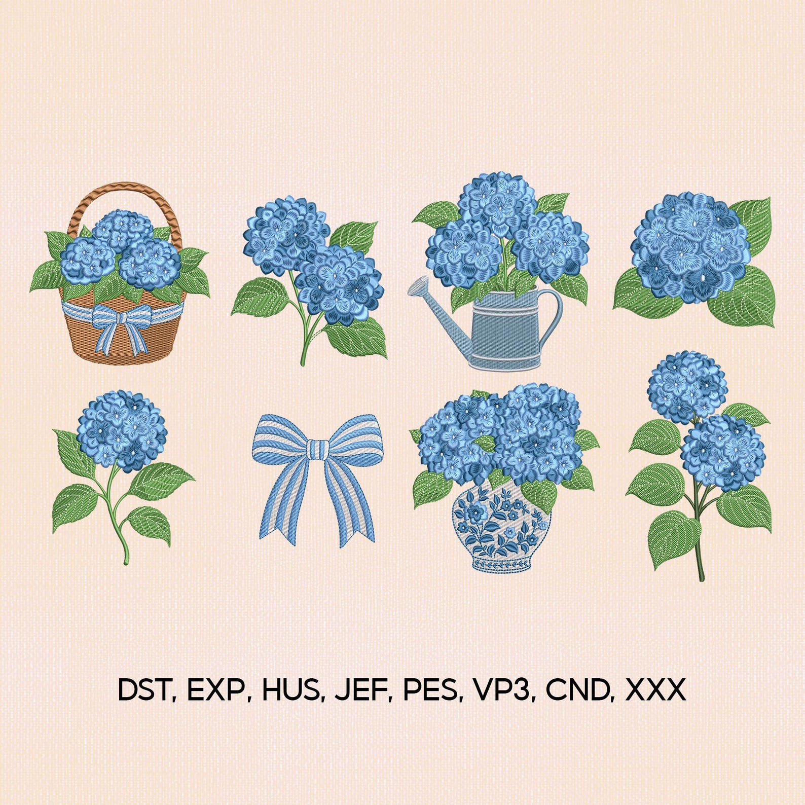 Set of 8 Hydrangea Flower Embroidery Design Bundle, Hydrangea ...