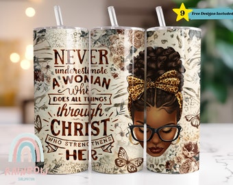 Motivational Tumbler Wrap, Black Girl Quote Tumbler Design, Bible Verse Wrap,Sublimation Design, Digital Download, Skinny 20oz Tumbler Wrap
