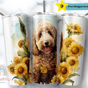 Goldendoodle Tumbler Wrap, Dog Tumbler Design, Puppy Tumbler, Sublimation Tumbler Design Download - Skinny 20oz Tumbler Wrap