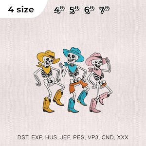 4 Size Cowboy Skeletons Embroidery Design, Halloween Cowboy Embroidery Design, Skeleton Embroidery File, Embroidery Machines File
