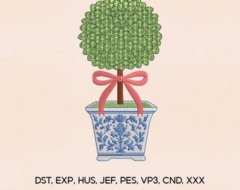 5 Size Willow Topiary Embroidery Design, Chinoiserie Topiary Tree Embroidery Design, Embroidery Machines File