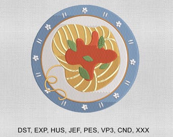 6 Sizes Pasta Embroidery Design, Italian Summer The Market Embroidery Design, Pasta Machine Embroidery File, Embroidery Machines File