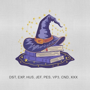 5 Size Magic Hat Embroidery Design, Hat Embroidery Design, Magic Embroidery Design, Embroidery Machines File