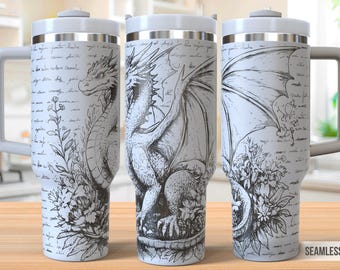 Dragon 40oz Tumbler Laser Engraving Wrap, Dragon Tumbler Wrap Svg, 40oz Laser Engraved Svg, Laser Engraving Svg,SVG For Laser Rotary