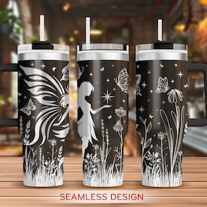 Fairy Tumbler Laser Svg, Butterfly 40oz Tumbler Full Wrap Laser Svg, Cottagecore Laser Engraved Svg, Laser Svg For Tumbler