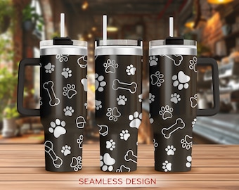 Vaso con grabado láser Paw Prints de 40 oz, vaso con grabado láser para amantes de los perros, SVG de 40 oz grabado con láser, SVG para grabado láser, SVG para láser rotativo