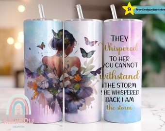 I am The Storm Tumbler Wrap, Inspirational Feminist Tumbler, Inspirational Wrap, Sublimation Tumbler, Design Downloads, Skinny 20oz Wrap