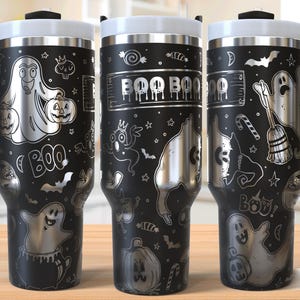 Halloween Tumbler Laser Svg, Spooky Ghost 40oz Tumbler Full Wrap Laser Svg, Laser Engraved Svg,Tumbler Laser File,Laser Svg For Tumbler