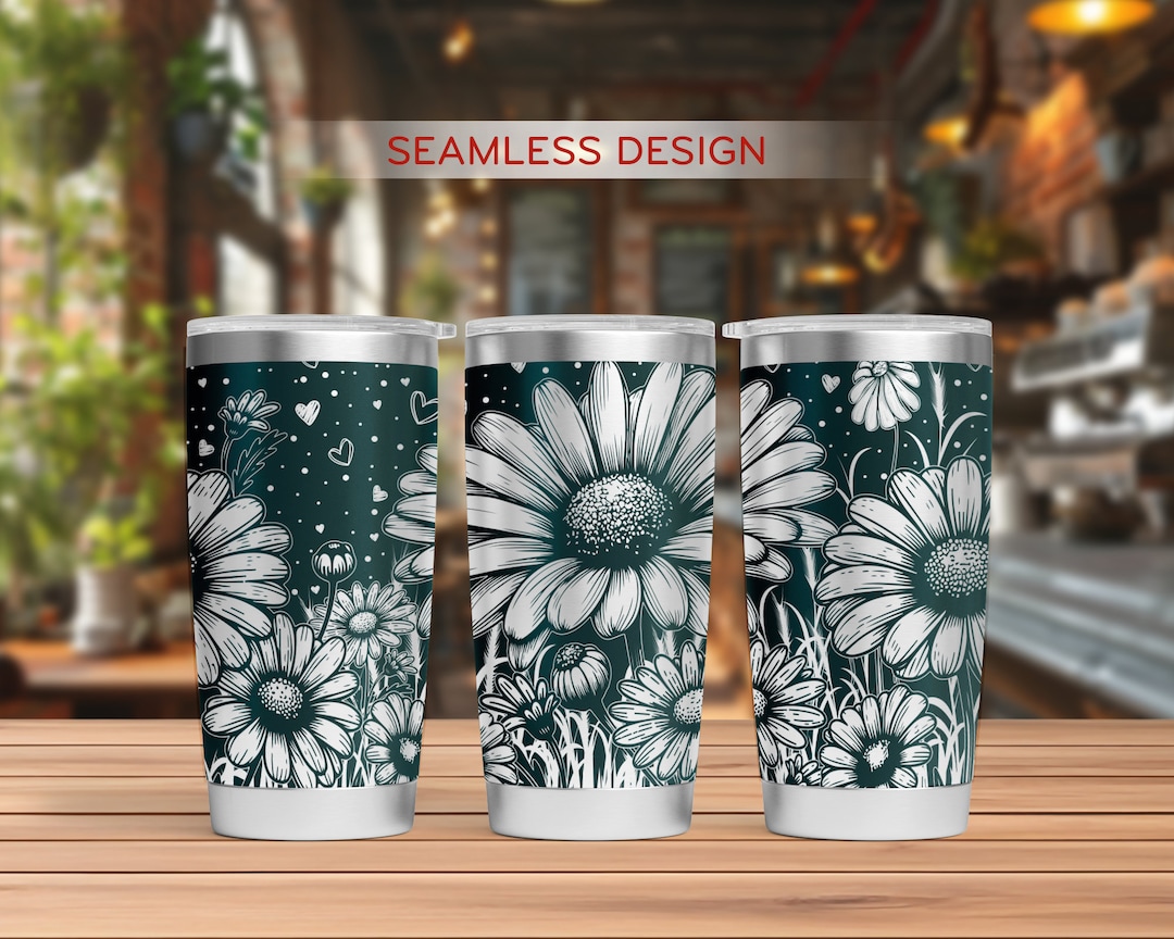 Daisy Flowers Tumbler Laser Svg, Daisy 20oz Tumbler Full Wrap Laser Svg ...