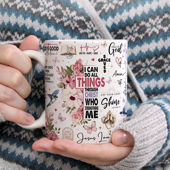 Bible Quote Mug Wrap, Faith Bible Verse Mug Wrap, Christian Mug Wrap, 11oz Mug & 15oz Mug, Sublimation Wrap, Digital Download