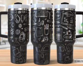 Teacher Doodles Laser Svg, Teacher 40oz Tumbler Full Wrap Laser Svg, Laser Engraved Svg, Tumbler Laser File, Laser Svg For Tumbler