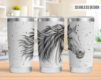 Horse Tumbler Laser Svg, Seamless Horse 20oz Tumbler Full Wrap Laser Svg, Laser Engraved Svg, Laser Svg For Tumbler