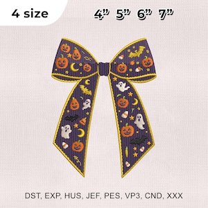 4 Size Halloween Bow Embroidery Design,Cute ghost embroidery Embroidery Design,Coquette Halloween Embroidery Design,Embroidery Machines File